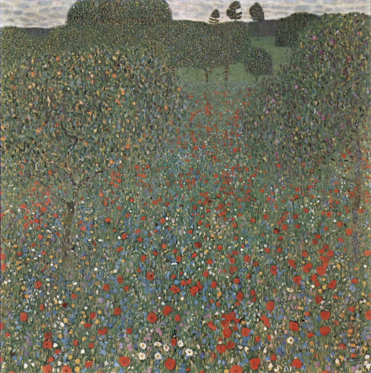 Mohnfeld Symbolism Gustav Klimt Oil Paintings
